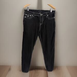 True Religion HALLE BLACK Super Skinny Jeans Sz 33, EUC~Stretch Soft Comfortable